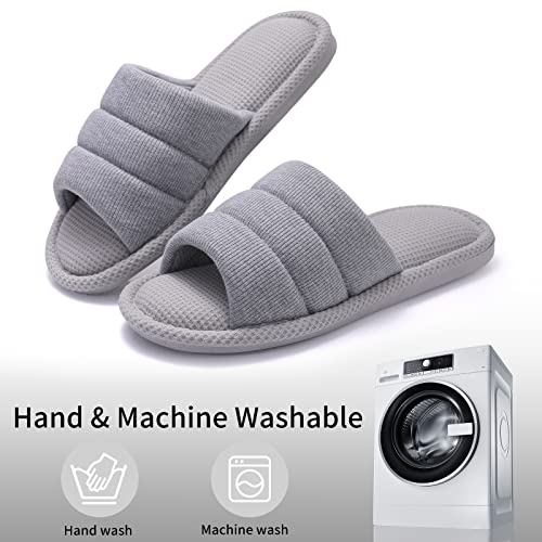 Image of shevalues Summer House Slippers for Women Men Breathable Waffle Indoor Slippers Slip-on Open Toe Home Shoes