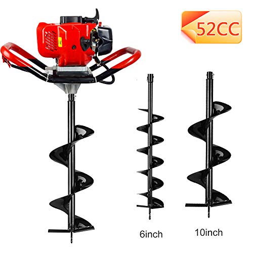 ECO LLC 1-Person 52cc 2-Cycle Earth Auger Powerhead with Two Earth Auger Drill