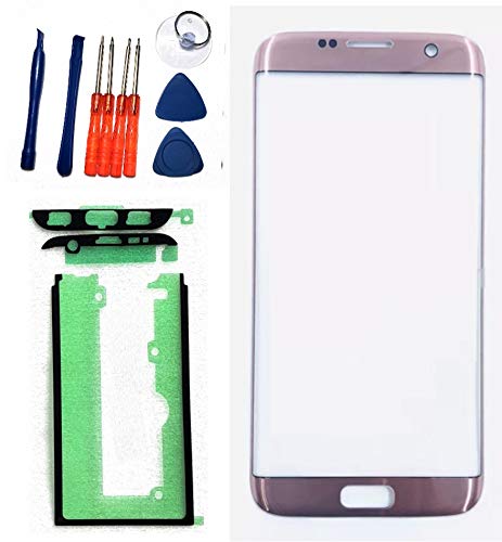 Original Front Outer Top Screen Glass Replacement Compatible with Samsung Galaxy S7 Edge G935 Series with Adhesive Tool Kit (No LCD or Touch Digitizer) (Rose Gold)