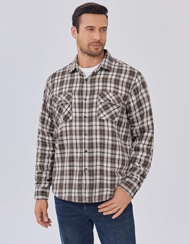 COOFANDY Men's Sherpa Lined Flannel Shirt Jacket Long Sleeve Button Up Fleece Plaid Shirts4