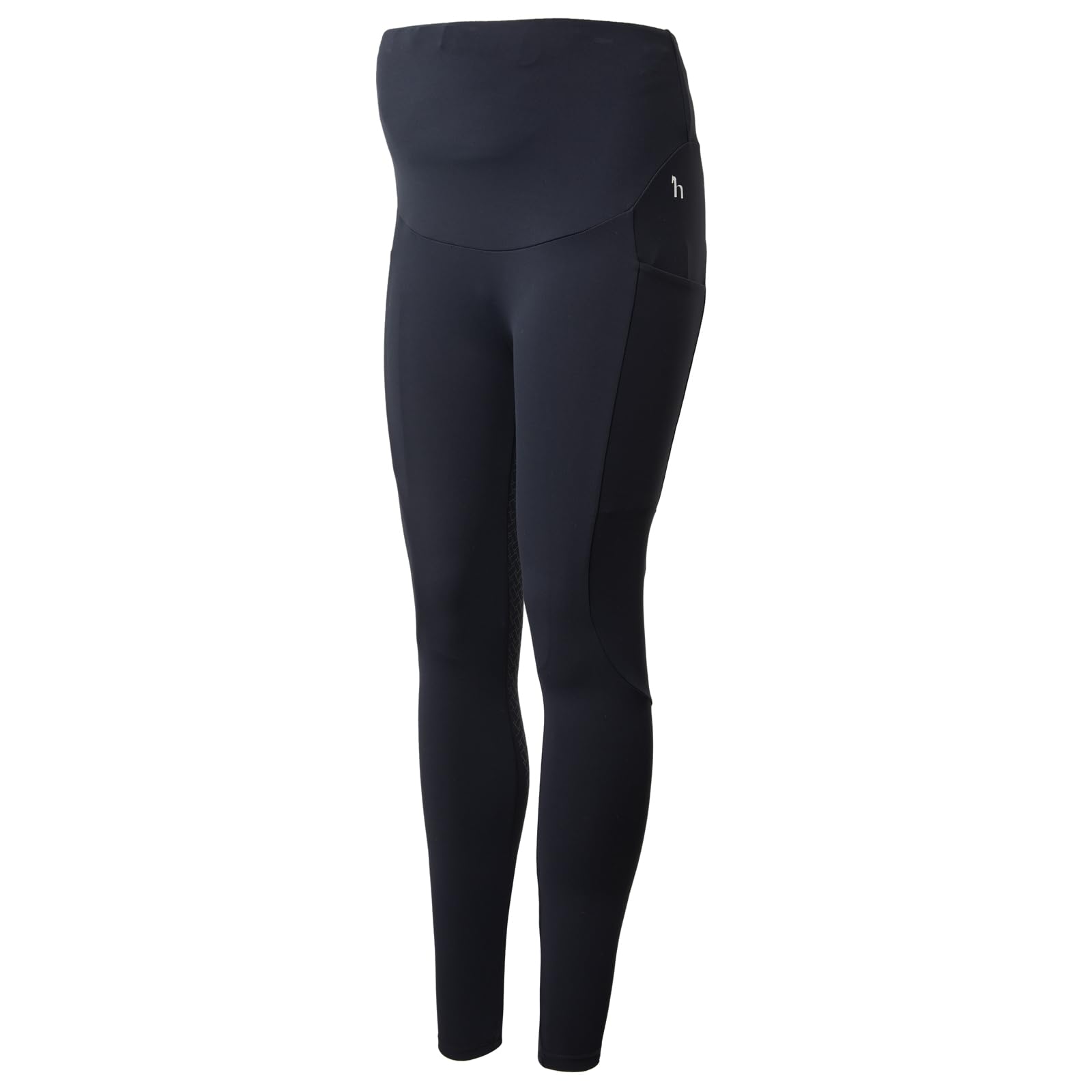 HORZE Damen Schwangerschafts-Reitleggings Ginny – Bequeme & Elastische Umstands-Reithose mit Silikon-Vollbesatz & Handytasche - Blau, 42
