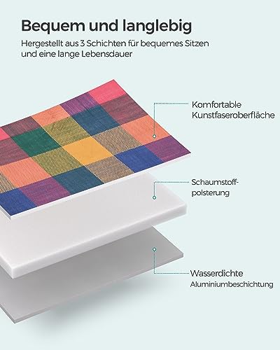 SONGMICS Picknickdecke, 195 x 150 cm, groß, Campingdecke, für Park, Garten, Strand, wasserdicht, maschinenwaschbar, faltbar, rot-grün-orange GCM50K