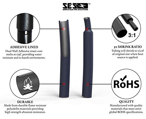 130 Pc. Dual Wall Adhesive Marine Heat Shrink Kit - 3:1 Shrink Ratio - Multi-Color #TOP1