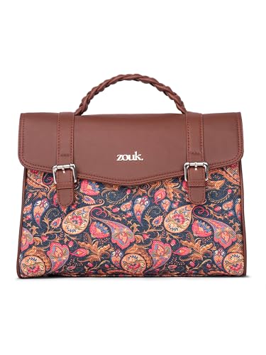 Image of ZOUK Heritage Satchel Bag - Gwalior Weaves | Jute | Vegan Leather Handcrafted With Detachable Sling Strap