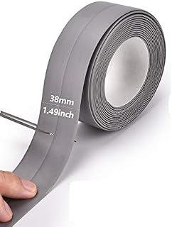 Bath Sealant Caulk Strip Silicone Kitchen Waterproof Adhesive Tape Sealant PVC Water Resistant Anti Mould Sealing Tape for Bathroom Kitchen Toilet Wall Corner Window Sill 38MM X 3.2M Grey