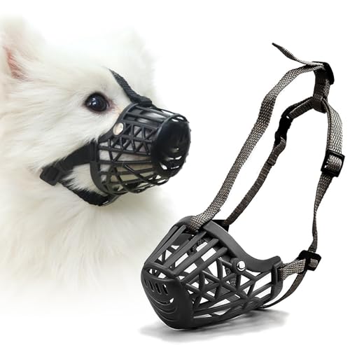 PETCUTE Maulkorb Hund,Korbmaulkorb füR Hunde,Verstellbar und Sicher Atmungsaktiv Maulkorb Für Kleine Mittlere Große Hunde mit Wattiertem Nasenstück,Beißschutz,Schwarz XS