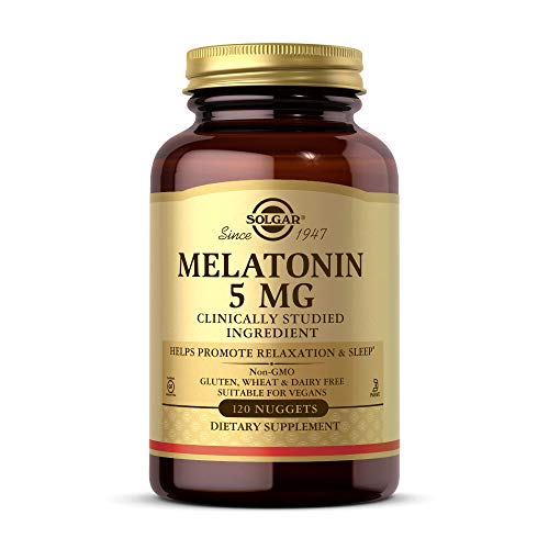 Solgar Melatonin 5 mg 120 Nuggets - Helps Promote Relaxation & Rest - Clinically Studied Melatonin - Vegan Gluten Free Dairy Free Kosher - 120 Servings