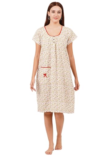 Image of Breezly Woman's Long Short Calf Length Pure Cotton Nighty