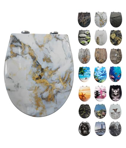 Toilettendeckel mit Absenkautomatik, WC Sitz mit Absenkautomatik Oval Form...