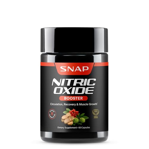 Snap Supplements Nitric Oxide Supplement with L-Arginine to Support Energy, Quick Recovery, Heart Health, Muscle Growth & Circulation, 60 Vegetarian Capsules (1 Month Supply)