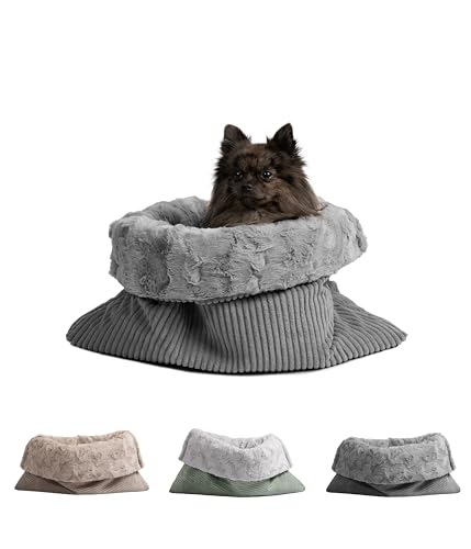 HS-Hundebett® Schlupfsack Cord-Exklusiv – Vielseitige Kuschelhöhle für Hunde und Katzen – Waschbar – Made in DE (Anthrazit/Anthrazit, 65 x 90 m)