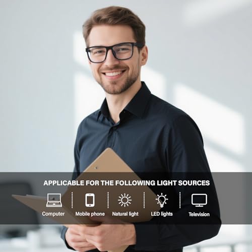 Image of Gaming Glasses, Anti Blue Light Glasses Men, Lightweight Frame Square UV400 Protection Blue Computer Eye