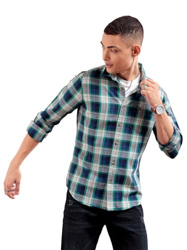 Image of The Indian Garage Co Men's Checkered Slim Fit Casual Shirt