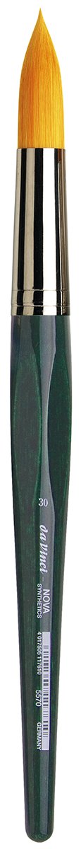 da Vinci Watercolor Series 5570 CosmoTop Nova Paint Brush, Round Synthetic with Short Green Handle, Size 30