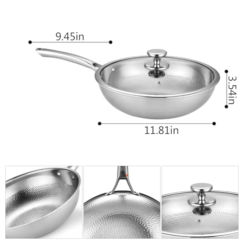Wok de titanio martillado con tapa 11.81IN miniatura 7