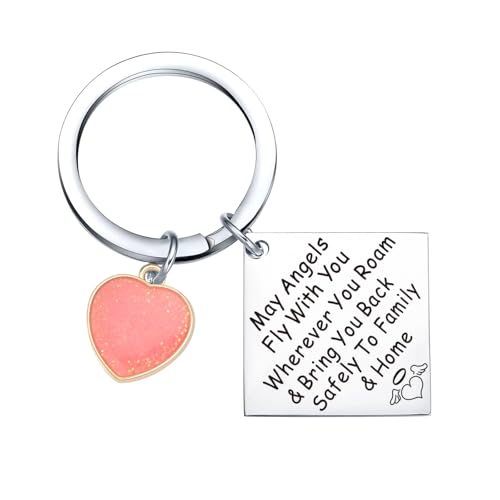 UIEOA Safe Travels Gift For Travelers Jewelry Travel Prayer Keychain