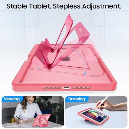 Étui iPad 9e génération avec support stylet et béquille ajustable rose - 3