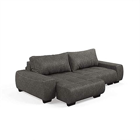 VitaliSpa Sofa mit Schlaffunktion Schlafsofa Polstergarnitur Couch Bettfunktion Schaumstoff Taschenfederkern Anthrazit Grau Wildlederoptik Cover