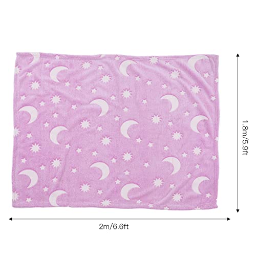 Fecamos Glow In The Dark Blanket, Moon Stars Pattern Comfortable Polyester 1.8Mx2M Kids Blanket For Birthdays (Purple) #TOP6