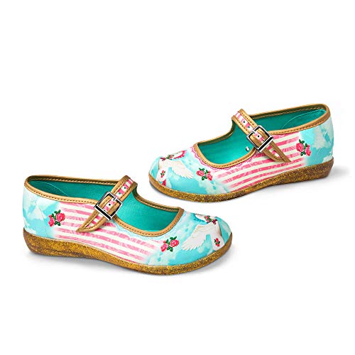 Image of Hot Chocolate Design Chocolaticas Funky Canvas Women's Mary Jane Flat Shoes, Corcel, 5 UK