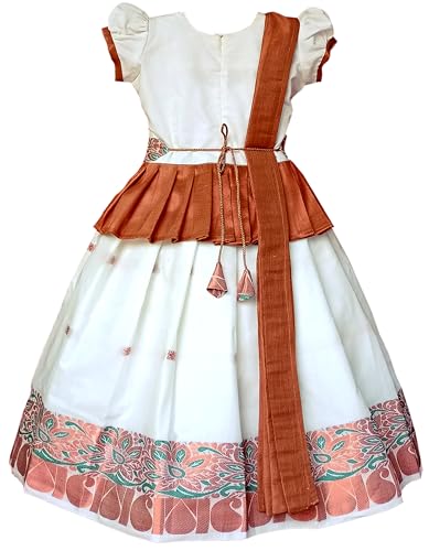 Image of Girl's Silk Readymade Traditional Lehenga Choli with-KERALA HALF SAREE 3 colour JERRY