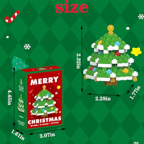 Image of Christmas Tree Building Micro Blocks Set Compatible with Lego Christmas Advent Calendar 2026 Stacking New Toys Holiday Present Box New Year Xmas Gifts for Kids and Adults (Christmas Tree)