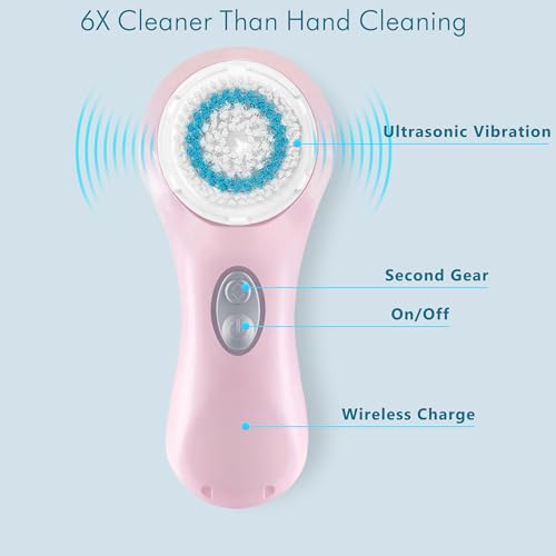 Brosse électrique pour le visage Microtree, système rechargeable vibrant et étanche à 2 vitesses