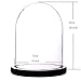 Somush Glass Cloche Bell Jar Display Dome with Black Wooden Base Dia 6