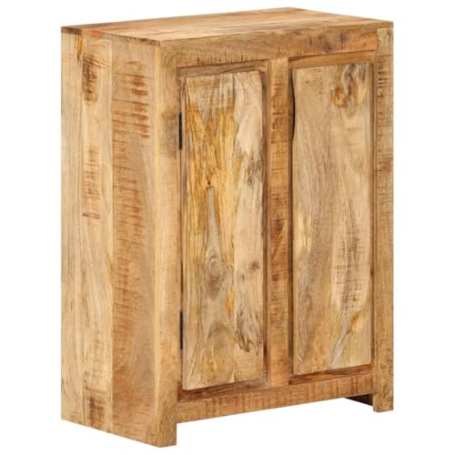 Foknhdi Buffet 55 x 33 x 75 cm en bois de manguier naturel - Commode en bois massif avec 4 compartiments - Design moderne - Robuste et stable - Pour salon,...