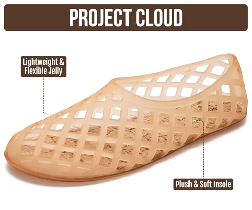 Image of Project Cloud Jelly Shoes Women - Lightweight & Water-Resistant Women's Flats Sandals - Non Slip Womens Shoes - Perfect Summer Jelly Flats for Women 2026 (Jellz)