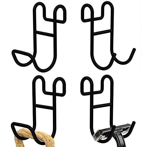 Image of Shower Caddy Hooks, Razor Hanger for Shelf and Loofah (Black - 2 Closed 2 Open)