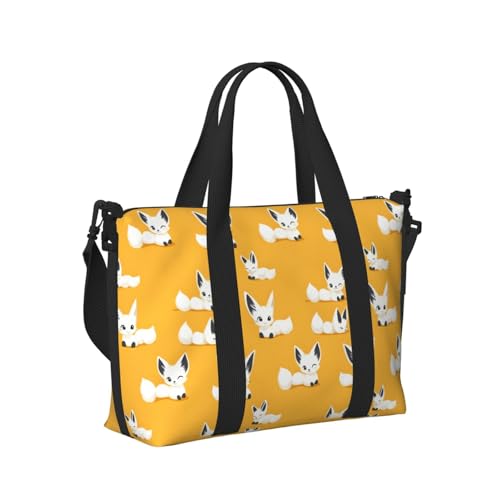 Laptop Tote Bag for Women Work - Cute Cartoon Fox Print Weekender Overnight Bags for Women Travel, Gym Duffle Bag for Men, Personal Item Crossbody Travel Bags for Men Carry On