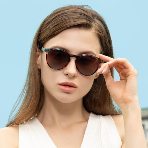 CARFIA Retro Acetate Round Polarized Sunglasses For Women UV 400 Protection, Small Face Frame Vintage Circle Shades CA52012