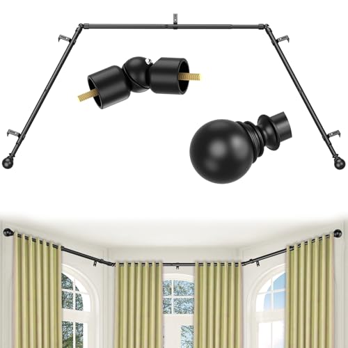 Adjustable Bay Window Curtain Rods (100-207 Inches)