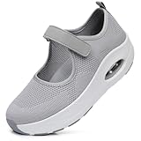 Women's Comfortable Working Nurse Shoes Non-Slip Adjustable Breathable Walking Buffer Fitness Casual Nursing Orthotic Lightweight Shoes Ab-Grey/US7