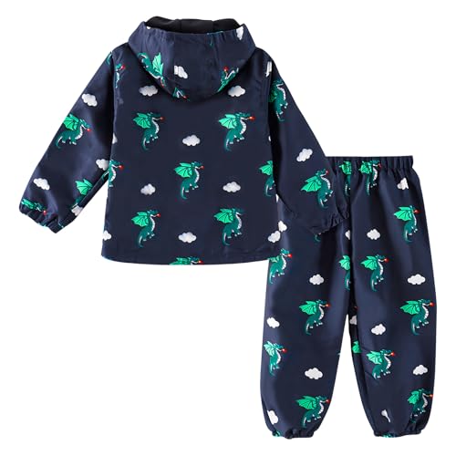 Image of LZH Toddler Boys Girls Raincoat Waterproof Hooded Rain Jacket Pants Suit