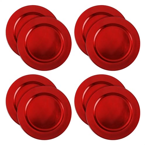 com-four® 8x Platzteller gebürstet - wiederverwendbare Unterteller als Tischdekoration - edle Dekoteller für Hochzeit, Familienfeier oder Weihnachten - Ø 33 cm Servierplatten