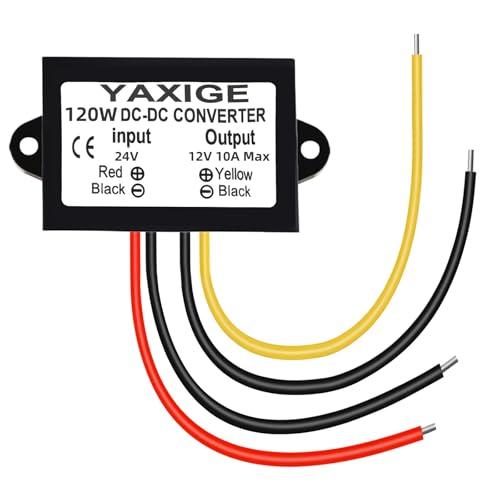 DC 24V to 12V 10A 120W Power Step-Down Converter Waterproof Power Conversion Transformer for LED Lights in Golf carts and Club Cars