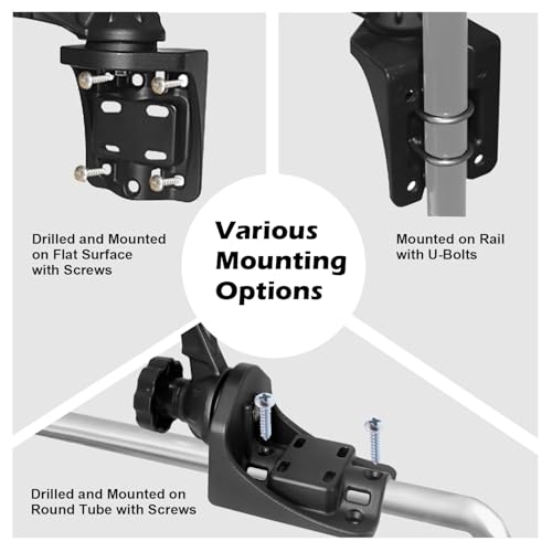 Image of Aluminium Fish Finder /Chartplotter Mount, 360 Swivel Adjustable Marine Electronic Mount with Clamp Base, Holds 5 inch to 12 inch Screens, Compatible with Garmin, Lowrance and More Depth Finder