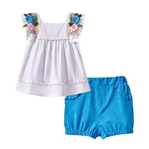 Image of Mud Kingdom Little Girls Shorts Sets Floral Pattern Summer Sleeveless 2 Piece Outfits