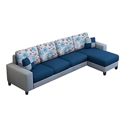 Image of Orland 6 Seater RHS L Shape Sofa Set for Living Room | Color - Blue Grey