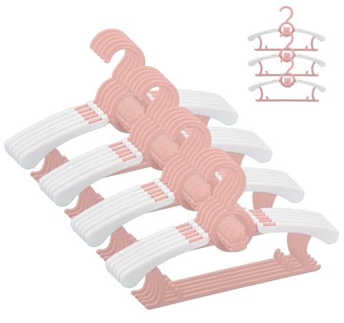 Image of Baby Nursery Closet Hangers, JSF 20pcs Pink Ultra Thin Non-Slip and Extendable Laundry Infant Pant Hanger for Newborn Clothes Adjustable Children Coat Hanger for Girl Boy Toddler Kids Child