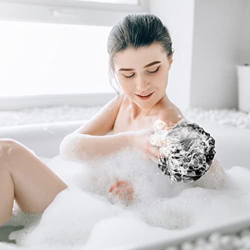 Image of Fu Store Loofah Sponge Shower Loofahs 4 Colors Bath Sponges Body Scrubbers | Mesh Balls 50g Luffa for Rich Lather Exfoliating Wash Back Scrubber Bathroom Men Women 4 Pack Cleaning Bathing Accessories