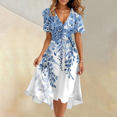 Spring Summer Chiffon Midi Dresses for Women 2025 Elegant Classy Wedding Guest Floral Formal Cocktail Prom Dress