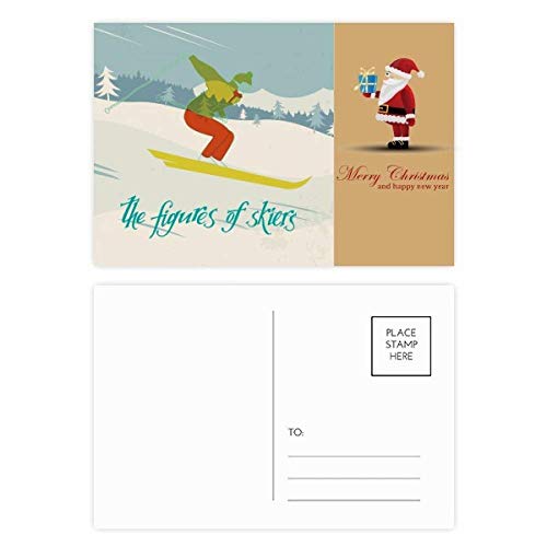 Cartes postales pour ski motif Père Noël lot de 20 à offrir pour les fêtes