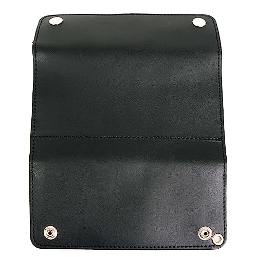 Image of Milwaukee Leather MLW7889 Men's 7.5 inch Black Premium Leather Soft Biker Wallet - Bi-Fold Anti-Theft Stainless Steel Chain