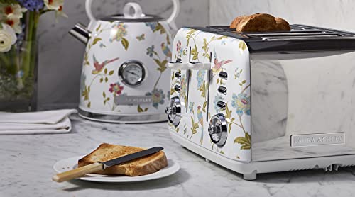 Laura Ashley Elveden White 4 Slice Toaster with Wide Slots & Warming Rack - Easy to Use Multi Functional Bread Toaster 4 Slice with Dual Controls, High Lift Lever, 7 Browning Levels, Defrost & Reheat - Image 4