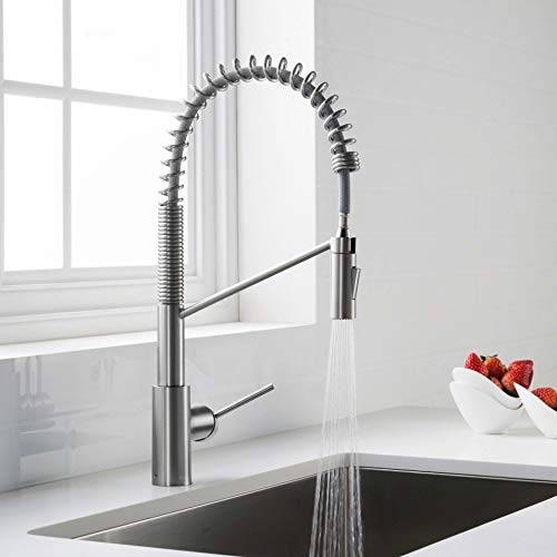 Image of KRAUS Oletto Commercial Style Single Handle Pull Down Kitchen Faucet with QuickDock Top Mount Installation Assembly in Chrome, KPF-2631CH