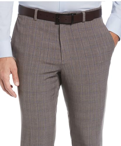 Perry Ellis Mens Slim-Fit Flat Front Dress Pants 36W x 32L Mushroom Grey3