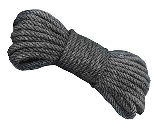 PULaif Corde de Bondage, Corde de Jardin, Corde de Chanvre – 6 mm de diamètre – 20 mètres (65 Pieds) Ficelle de Jute, Gris